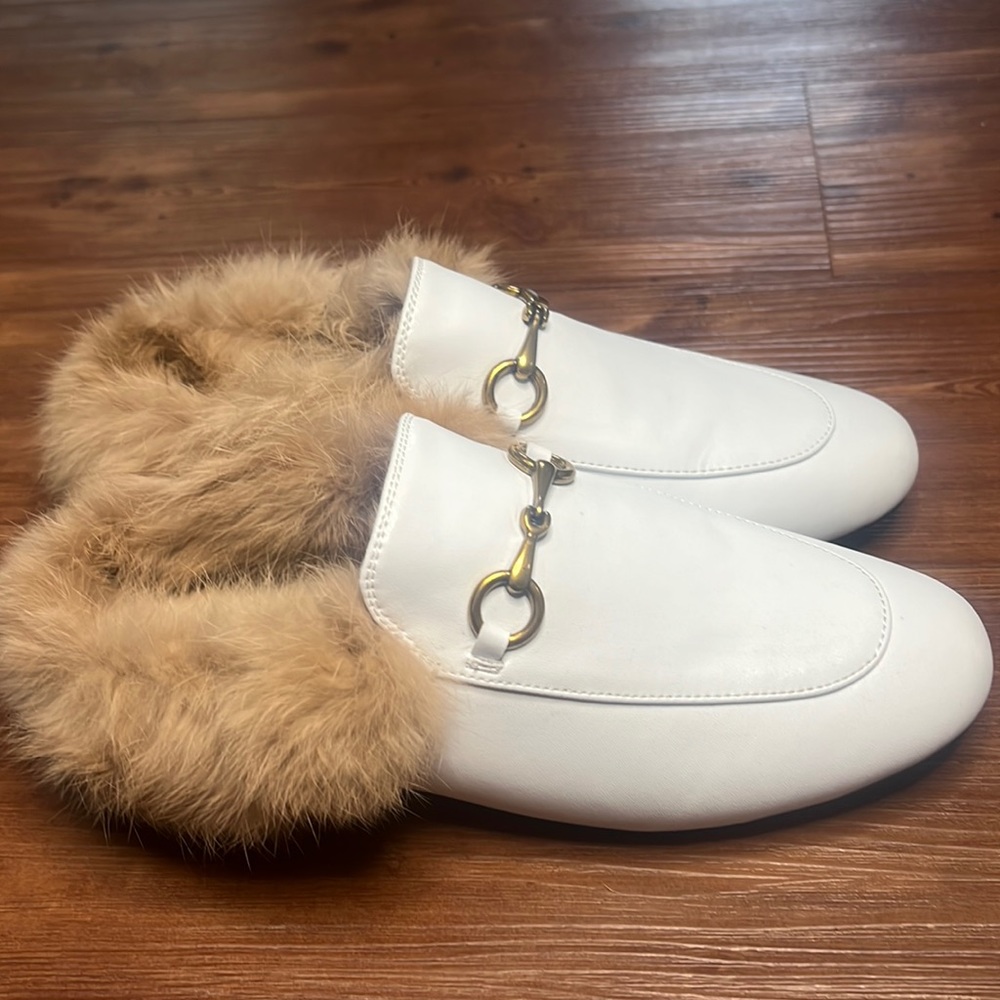 Fuzzy slip on mules